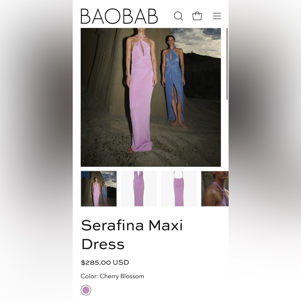 NWT Baobab Serafina dress, cherry blossom/ pastel purple color, sz M. Orig $285+